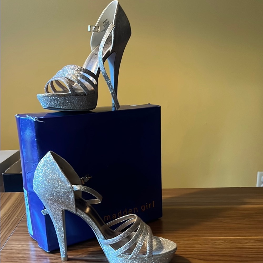 Madden Girl Silver Strappy Heels